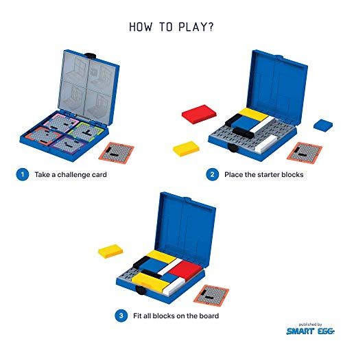 Mondrian Blocks premiado rompezabezas, Juego de Viaje Compacto a Bordo, Edición Azul