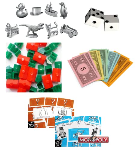 Monopoly Refill Paquete extra Fichas de juego Dados Casas de dinero Hoteles Tarjetas de pecho de la comunidad