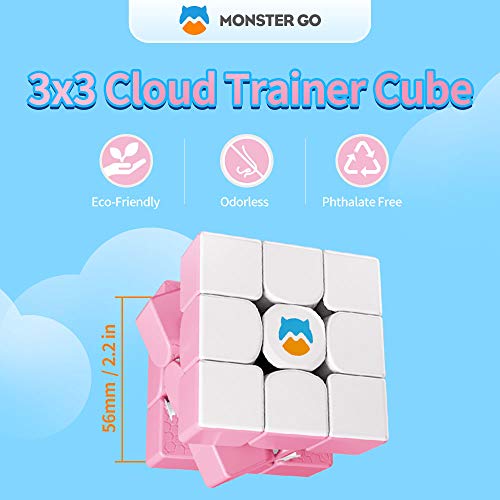 Monster Go 3x3 Nube, White & Pink Cubo de Entrenamiento, Juguetes para Niños Principiantes