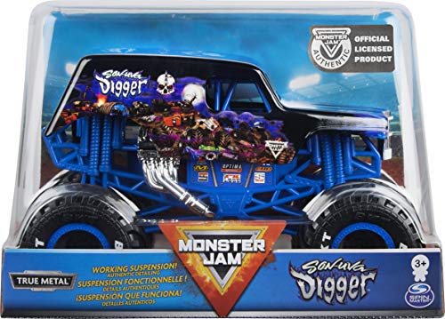 Monster Jam Official Son-UVA Digger Monster Truck, Die-Cast Vehicle, 1:24 Scale Camión Monstruo de Excavadora Escala, Color Gris (Spin Master 20120674-6056733)