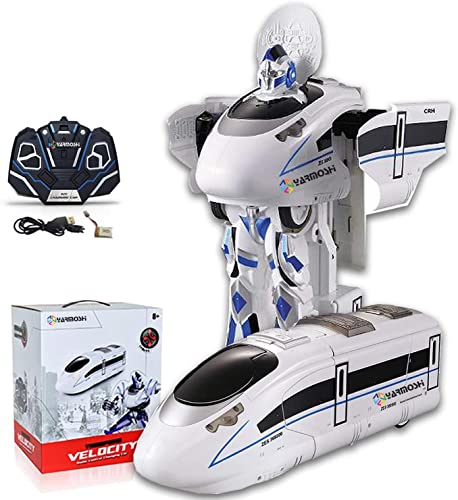 Mopoq Control remoto Voz Deformación con un botón Autobots Harmony Tren de alta velocidad Robot de deformación activado por voz Luces, música, derrapes y bailes Regalos divertidos para niños y niñas m