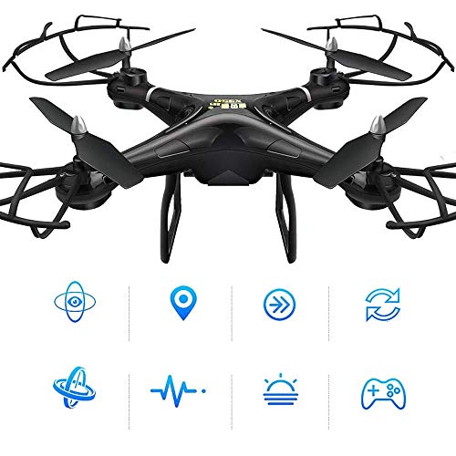 Mopoq Plegable aviones no tripulados for los principiantes, el modo sin cabeza 4-Axis WiFi FPV Quadcopter con doble Baterías, tirones 3D Altitud espera, Un pasador de operación de flujo óptico anti-co