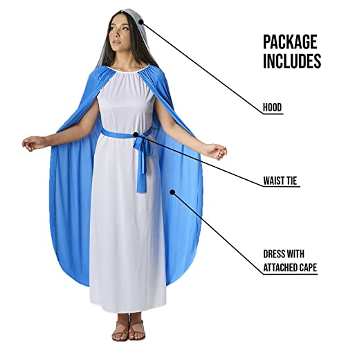 Morph Disfraz de Virgen María para adultos, color azul, para Navidad, talla M