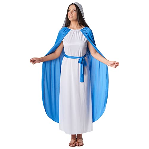 Morph Disfraz de Virgen María para adultos, color azul, para Navidad, talla M