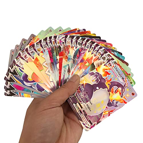 MRZJFA 100 cartas Pokémon 2021 VMAX V GX, Puzle de Flash Trading, Divertido Juego de cartas, Pokemon Trading Cards 100 V Max (40 VMAX + 60 V) Versión en Inglés