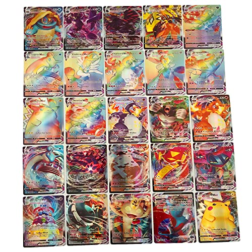 MRZJFA 100 cartas Pokémon 2021 VMAX V GX, Puzle de Flash Trading, Divertido Juego de cartas, Pokemon Trading Cards 100 V Max (40 VMAX + 60 V) Versión en Inglés