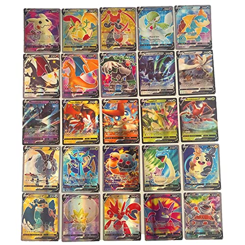 MRZJFA 100 cartas Pokémon 2021 VMAX V GX, Puzle de Flash Trading, Divertido Juego de cartas, Pokemon Trading Cards 100 V Max (40 VMAX + 60 V) Versión en Inglés