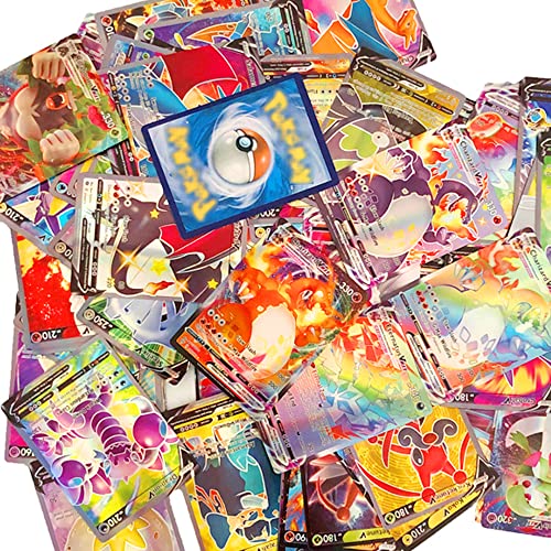 MRZJFA 100 cartas Pokémon 2021 VMAX V GX, Puzle de Flash Trading, Divertido Juego de cartas, Pokemon Trading Cards 100 V Max (40 VMAX + 60 V) Versión en Inglés