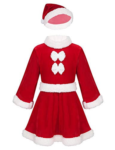 MSemis Traje Navidad Santa Claus para Niños Vestido Navidad Niñas Disfraz Papá Noel Mamá Noel Conjunto Navideño Disfraces Fiesta Chrismas Rojo Niña 6-12 Meses