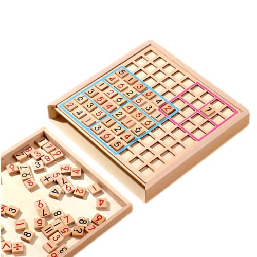 MSKS Juego de Rompecabezas de Madera Sudoku Board Number Game Juego Educativo con Cajón Puzzle Toy para niños y Adultos Math Brain Teaser Juguetes de Escritorio Sudoku de cuadrícula 4,6,9