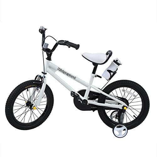 MuGuang - Bicicleta infantil para niño y niña, estilo libre, BMX de 16 pulgadas, ruedas de apoyo, color blanco