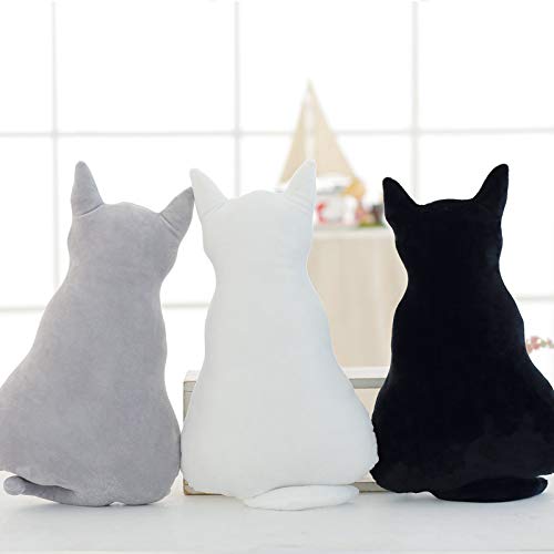 Muium(TM) Cojín de peluche suave con forma de gato, bonita silueta de animal, suave peluche, regalo ideal para habitaciones de niños y niñas