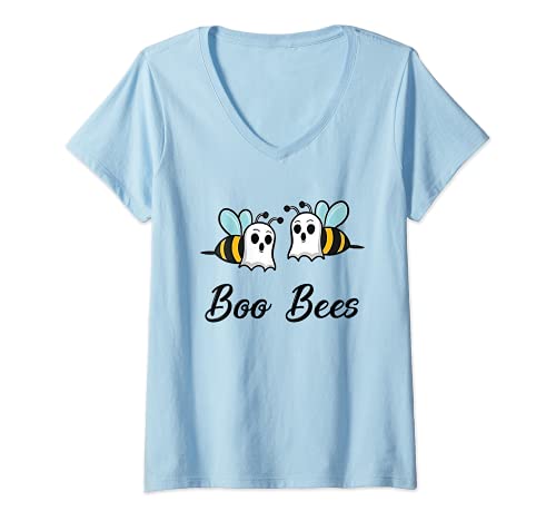 Mujer Regalo de disfraz de Halloween para parejas de Boo Bees Camiseta Cuello V