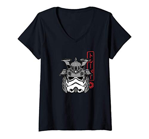 Mujer Samurai Trooper galaxy space japan warrior katana Camiseta Cuello V