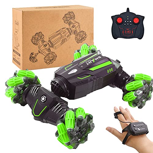 MUMUMI 360 ° Spin RC Stunt Car Radio Gestos de inducción Spray Música Light Twist High Speed ​​Stunt Control Remoto Off Road Drift Vehicle Cars Modelo Niños Adultos Regalo de cumpleaños de Navidad