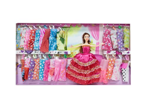 Muñeca de Barbie Plegable Fashionistas Vestuario - Perchero Plastico con Ropa - Regalo para Niños/as de 3-9 Años (Muñeca de Barbie 26pcz)