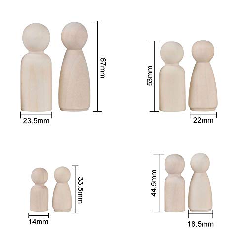 Muñeca de madera Peg, INTVN Inacabado Personas de Madera Cuerpos en Color Natural Simples Angel Dolls para DIY Craft Pack de 24