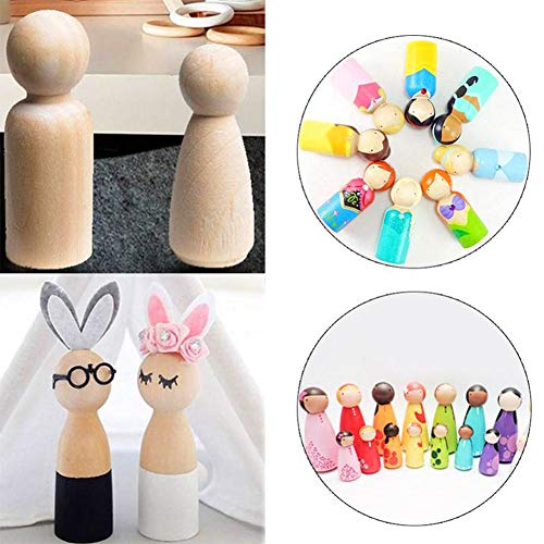 Muñeca de madera Peg, INTVN Inacabado Personas de Madera Cuerpos en Color Natural Simples Angel Dolls para DIY Craft Pack de 24