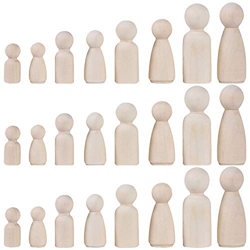 Muñeca de madera Peg, INTVN Inacabado Personas de Madera Cuerpos en Color Natural Simples Angel Dolls para DIY Craft Pack de 24