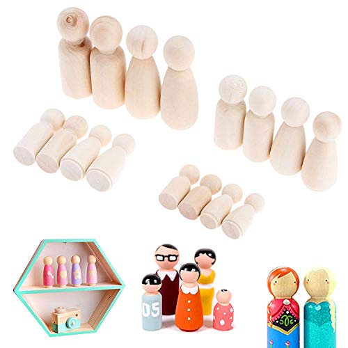 Muñeca de madera Peg, INTVN Inacabado Personas de Madera Cuerpos en Color Natural Simples Angel Dolls para DIY Craft Pack de 24