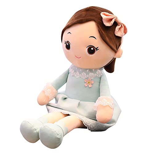 Muñeca de peluche suave de tela, bonita muñeca, ropa y muñeca de bebé, muñecos de peluche, muñecos Rag Dolls, cojín para dormir para niños, muñeca de Navidad, regalo de cumpleaños, color verde, 40 cm