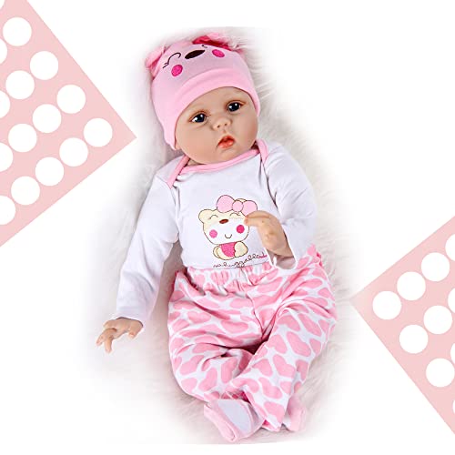 Muñeca Reborn Bebé Niña 22 Pulgadas 55 cm Silicona Suave Vinilo Niña Muñecas Vida Real Natural Regalos de Cumpleanos Reborn Dolls