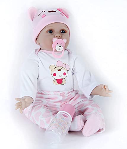 Muñeca Reborn Bebé Niña 22 Pulgadas 55 cm Silicona Suave Vinilo Niña Muñecas Vida Real Natural Regalos de Cumpleanos Reborn Dolls