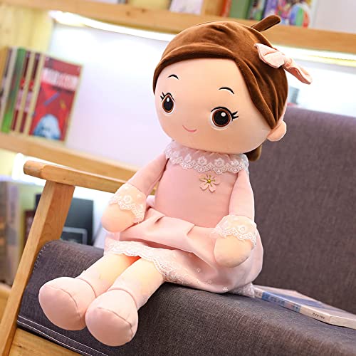 Muñeco de peluche suave de tela bonita muñeca de tela suave ropa y bebé muñeca de peluche muñecos Rag Dolls cojín para dormir para niños muñeca Navidad regalo de cumpleaños rosa 40 cm