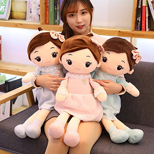 Muñeco de peluche suave de tela bonita muñeca de tela suave ropa y bebé muñeca de peluche muñecos Rag Dolls cojín para dormir para niños muñeca Navidad regalo de cumpleaños rosa 40 cm