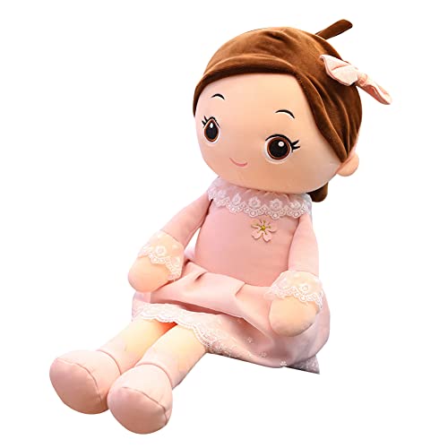 Muñeco de peluche suave de tela bonita muñeca de tela suave ropa y bebé muñeca de peluche muñecos Rag Dolls cojín para dormir para niños muñeca Navidad regalo de cumpleaños rosa 40 cm