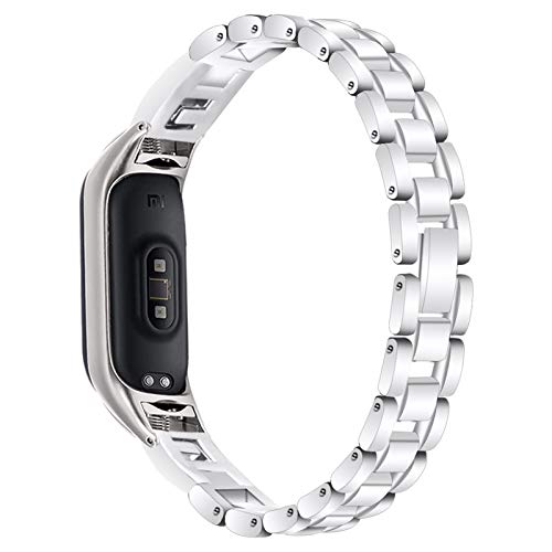 MVRYCE Mi Band 5 Sport Band, Pulsera de Diamantes de Imitación de Acero Inoxidable Elegante para Mujer Pulsera de Banda de Repuesto Delgada Compatible para Xiaomi Mi Band 5, Plata