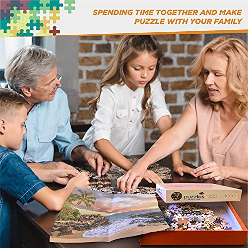 MX-XXUOUO Puzzles, Juegos y Manualidades y Ciencia-España montañas Casas Cielo Santa Maria de Besora-1000 Piezas para Adultos y niños