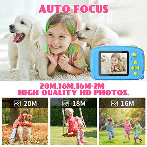 Myhappy Camara de Fotos para Niños con Juegos Zoom Digital de 3X 12MP 1080P HD 2 Pulgada LCD Infantil Regalos Navidad Juguetes Muchachos 3-12 Años Azul