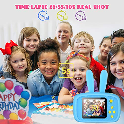 Myhappy Camara de Fotos para Niños con Juegos Zoom Digital de 3X 12MP 1080P HD 2 Pulgada LCD Infantil Regalos Navidad Juguetes Muchachos 3-12 Años Azul