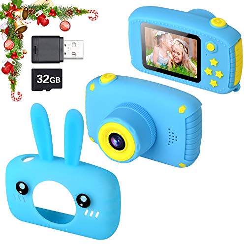 Myhappy Camara de Fotos para Niños con Juegos Zoom Digital de 3X 12MP 1080P HD 2 Pulgada LCD Infantil Regalos Navidad Juguetes Muchachos 3-12 Años Azul