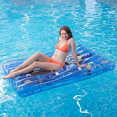 Myir JUN Cinta de Audio Hinchable Gigante con 2 Posavasos, Flotador Piscina Transparente Colchoneta Piscina Inflable para Piscina Flotador de Agua Adultos Niños (Cinta de Audio)