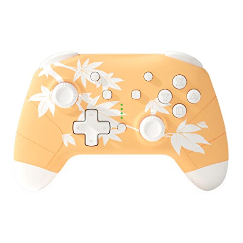 Mytrix Mando Compatible Switch, Wireless Controlador Inalámbrico para Switch/Lite/Switch OLED, Bluetooth Gamepad con Función Turbo y Dual Shock, Pro Switch de Vibración de 3 Niveles, Amarillo