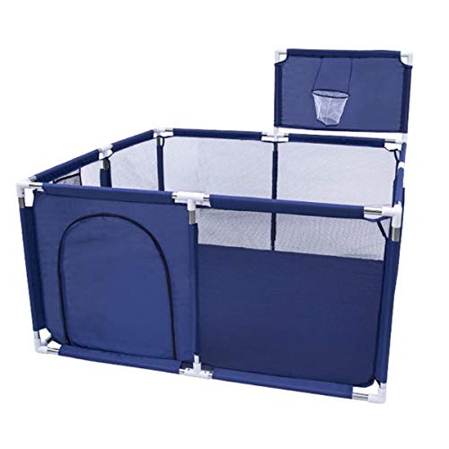 N  A Baby Playpen Niños Barrera de Seguridad Bolas de Piscina Bolas de Baloncesto para Niños Plegables Campo de Fútbol de Baloncesto para 0-3 Años de Edad Juego Tienda de Campaña,Azul,120x120cm