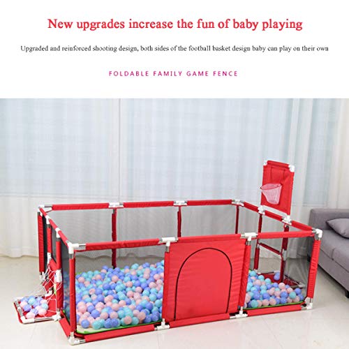 N  A Baby Playpen Niños Barrera de Seguridad Bolas de Piscina Bolas de Baloncesto para Niños Plegables Campo de Fútbol de Baloncesto para 0-3 Años de Edad Juego Tienda de Campaña,Rojo,120x180cm