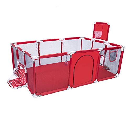 N  A Baby Playpen Niños Barrera de Seguridad Bolas de Piscina Bolas de Baloncesto para Niños Plegables Campo de Fútbol de Baloncesto para 0-3 Años de Edad Juego Tienda de Campaña,Rojo,120x180cm