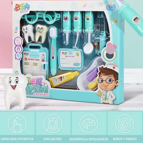 N Naturly Juguete De Dentista con 14 Piezas Odontológicas | Juego de rol Niños con Accesorios De Dentista para Disfrutar al Completo en Fiestas, Cumpleaños, Navidad y Casa