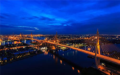 N\A Adult Jigsaw Puzzle 1000 Pieces Puzzle Bhumibol-Bridge-Km-Long-Linking-The-Southern-Bangkok-with-Samut-Prakan-Province-Cable-Stayed-Bridge Children Games Jigsaws Jigsaw For Kid