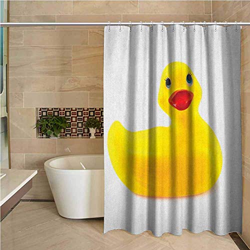 NA Cortina de Ducha para niños Pato de Goma Amarillo chirrido Pato Juguete Divertido baño de Burbujas Animal habitación de niños Patito Estampado Blanco y Amarillo