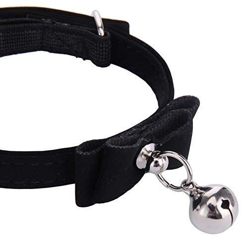 NaiCasy Collar para Perros pequeños y Gatos de Cuello Pajarita Linda con la Campana pequeño Perro para niñas y niños (Negro), Fuentes del Gato