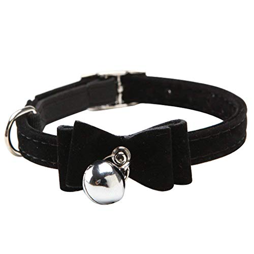 NaiCasy Collar para Perros pequeños y Gatos de Cuello Pajarita Linda con la Campana pequeño Perro para niñas y niños (Negro), Fuentes del Gato