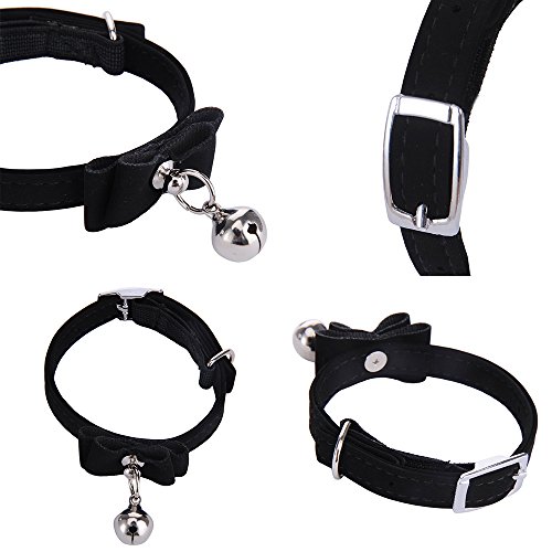 NaiCasy Collar para Perros pequeños y Gatos de Cuello Pajarita Linda con la Campana pequeño Perro para niñas y niños (Negro), Fuentes del Gato