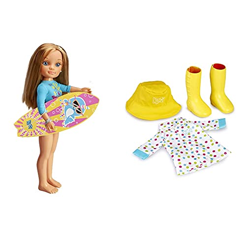 Nancy -Un Día Haciendo Surf, Incluye Muñeca con Tabla Y Neopreno, para Niñas A Partir De 3 Años + Un Día De Lluvia, Set De Ropita para Días De Lluvia, para Niños Y Niñas A Partir De 3 Años