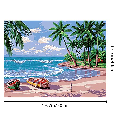 NANONAN Pintar por Numeros Adultos Niños Principiantes DIY Pintura por Números con Pinceles y Pinturas Playa 40x50 cm Sin Marco