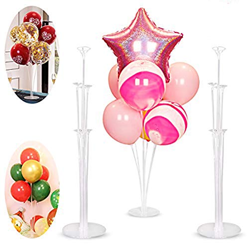 NAOLIU 3 Transparente Soporte de Globos,Kit de Soporte para Globos,Palos para Globos para La Decoración de La Mesa,Soporte Globos para Globos de Cumpleaños,para Fiestas,Bodas,Cumpleaños,Navidad