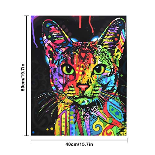 NATUCE Gato Pintar por Numeros para Adultos Niños Pintura por Números con Pinceles y Pinturas Decoraciones, DIY Conjunto Completo de Pinturas para el Hogar Colorido Gato (16*20 Pulgadas, Sin Marco)